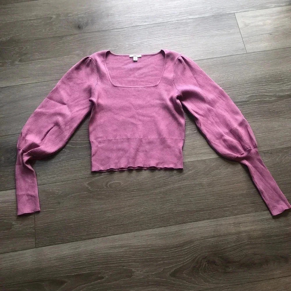 Bar III Women's Volume-Sleeve Sweater In Plum Pink Blouse Size Medium - Picture 2 of 13